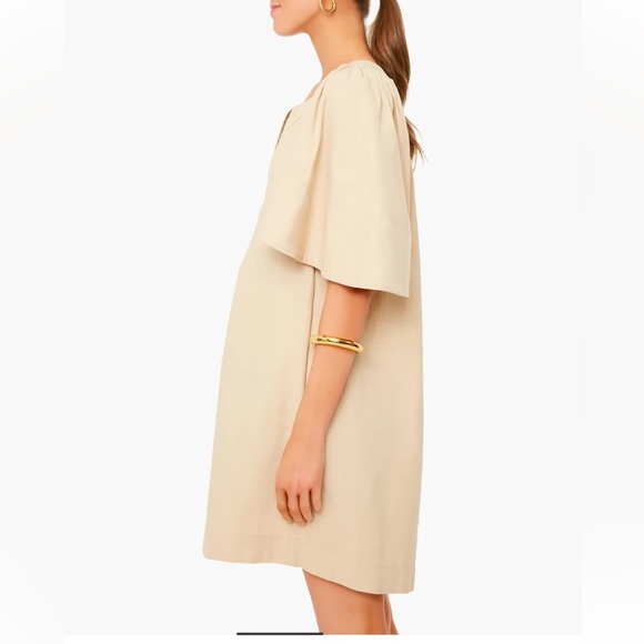 POMANDER PLACE Khaki Finley Flutter Sleeve Dress Size Medium - Picture 4 of 10